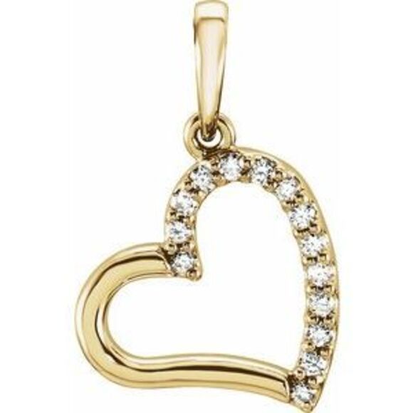 14K Yellow .07 CTW Natural Diamond Heart Pendant